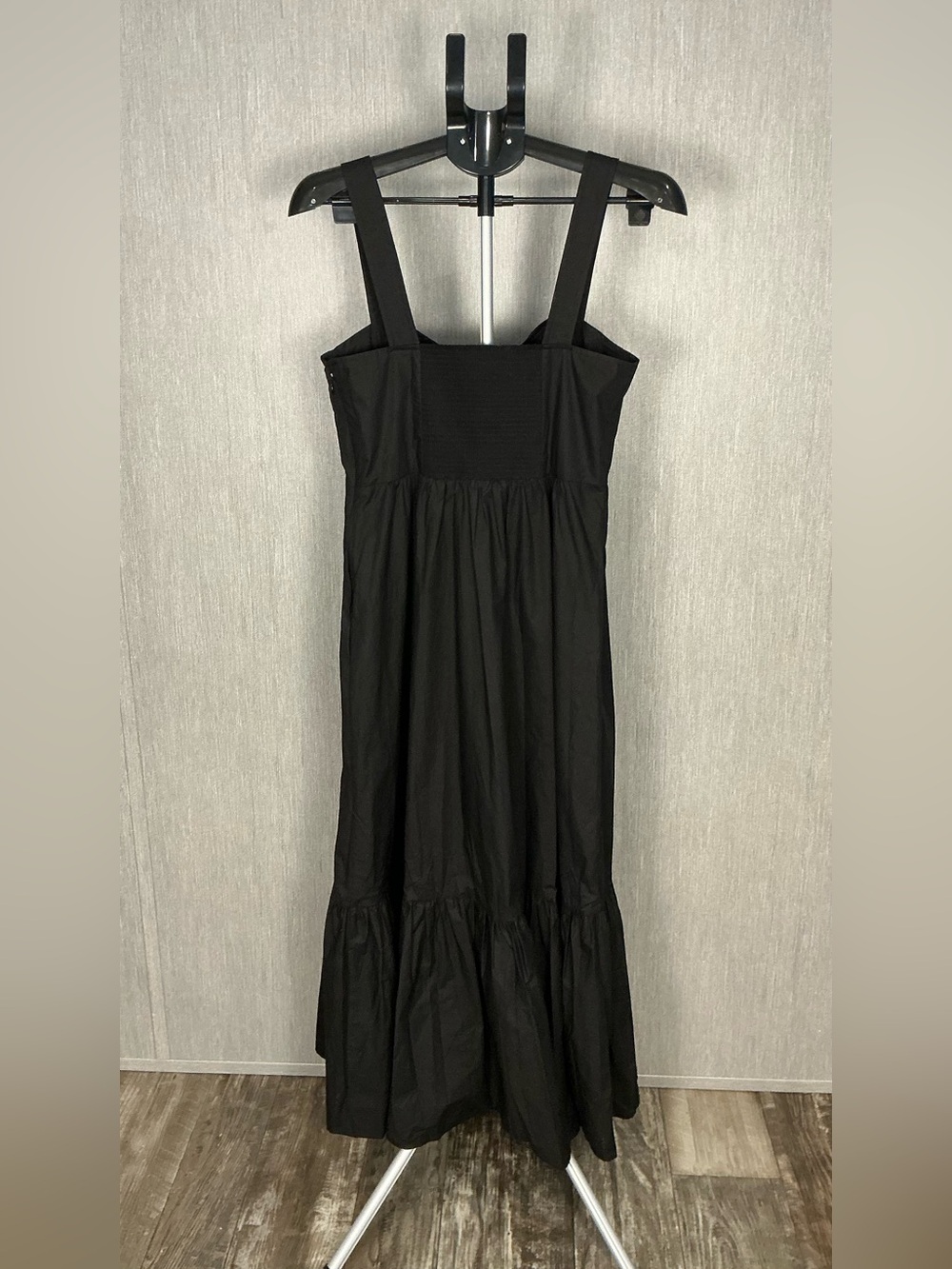 A.L.C. Black Ruched Bodice Maxi Dress with Wide Straps Size 10 - Picture 11 of 16